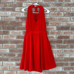 Athleta Pack Everywhere Halter Dress Red Pockets Tie Neck Women’s Small